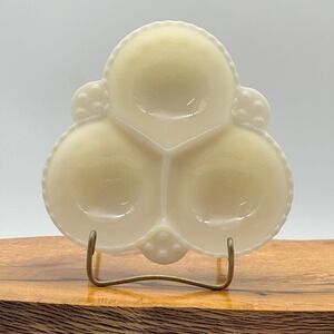 Anchor Hocking White Milk Glass 3 Section Divided Dish